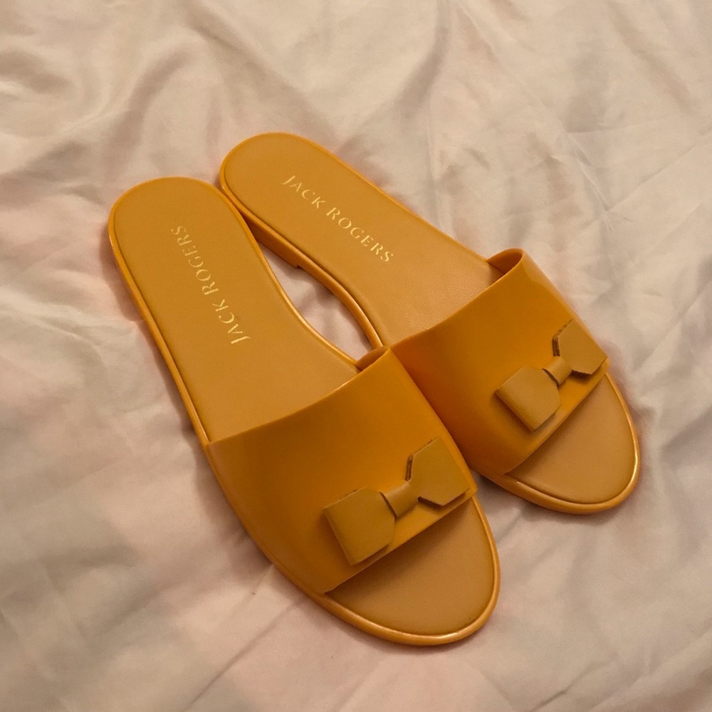 5/30% off - Leather Jack Rogers sandals slides with bow shoes size 8